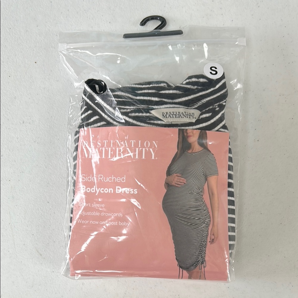 NWT Black and White Striped Maternity Bodycon Dress